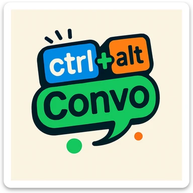 fun logo with the text 'ctrl+alt+Convo', playful and modern style, bold colors, suitable for a chat or tech brand sticker