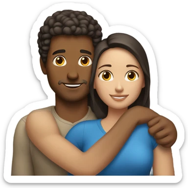 White man blues eyes an  hispanic woman hug each other sticker