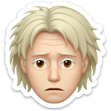 Weak man with disheveled hair sticker