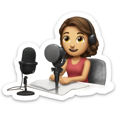 girl with Brown  hair records a podcast sticker