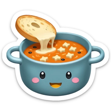 Hazme un pan de sopa l pero que la sopa esté adentro de el pan que sea como un cuenco sticker