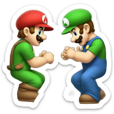 baby mario and luigi playing chess sticker