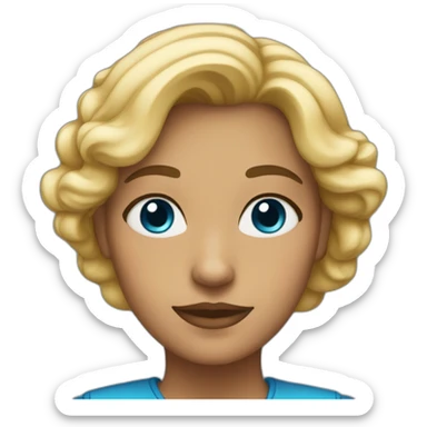 Una mujer de color negro con pelo rubio y ojos azules achinados sticker
