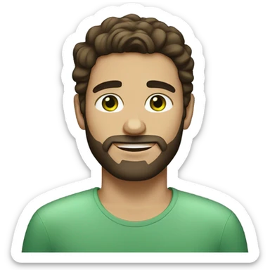 handsome brunette man with beard and green eyes light skin sticker