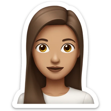 Woman with light pink lips and straight brown hair white  sticker