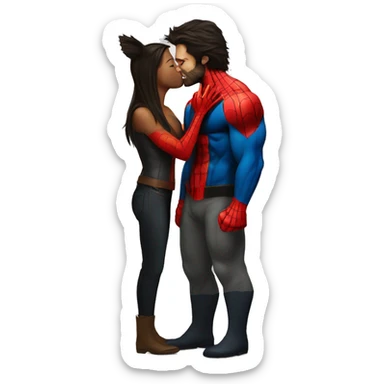 Wolverine kissing spiderman  sticker