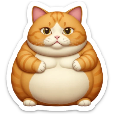 Obese cat with fat rolls sticker