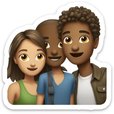 two girls boys smiling in selfie sticker