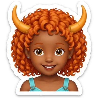 black baby girl with horns and orange hair sticker