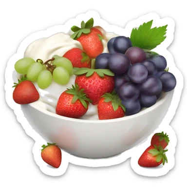fruit yogurt bowl with strawberries and grapes sticker