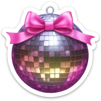Disco ball with pink bow on top sticker