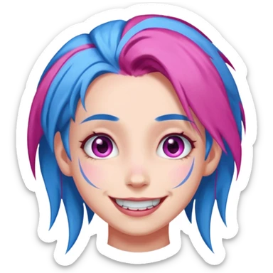Jinx smiling at you with tricky challenging face sticker
