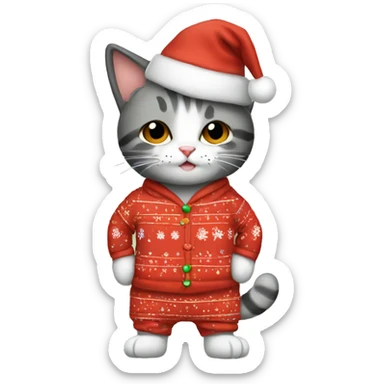 Cat in Christmas pjs sticker