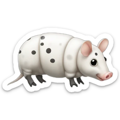 White pig armadillo cow centipede insect with black spots sticker