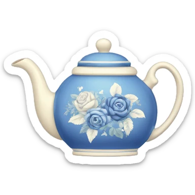 Vintage floral blue teapot with bows sticker