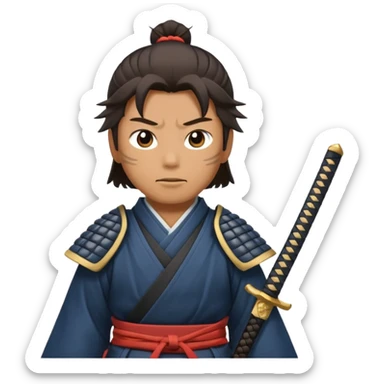 Samouraï with sword and shadow look to the sky  sticker