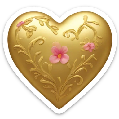 Golden heart with a floral pattern on it  sticker
