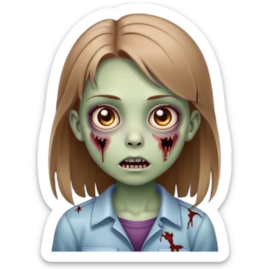 cute girl zombie with long light brown straight hair sticker