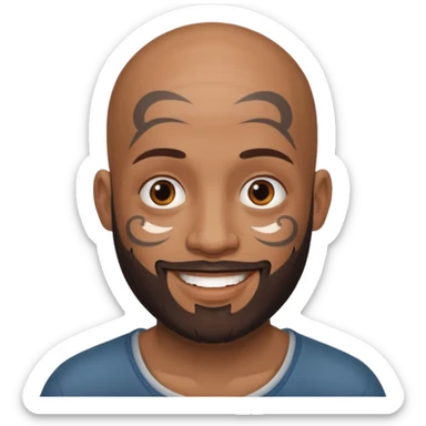 bald bearded man with face tattoo sticker