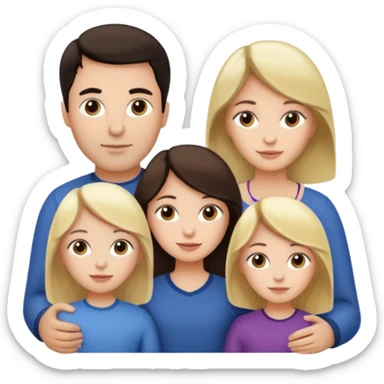 Familia : Hombre pelo oscuro, Mujer pelo cafe, hija 1 pelo mono , hija 2 pelo oscuro. sticker