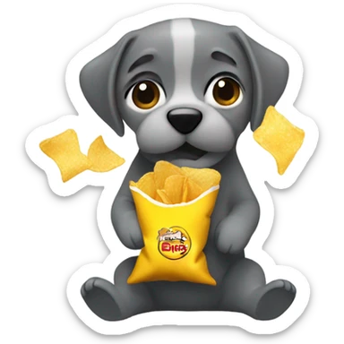 Doodle eating chips sticker