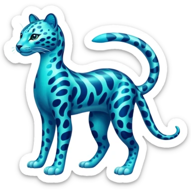 Bioluminescent Neon-Cyan Ripple-Patterned Soft-Scaled Aquatic Fantastical Liepard-Amaura-Manokit-fusion creature (full body) sticker