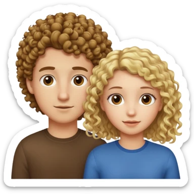 Băiat creț brunet și fata părul foarte drept și blond sticker