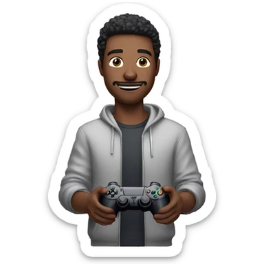 A GUY PLAYing video games on ps5 with a dumb look on his face sticker