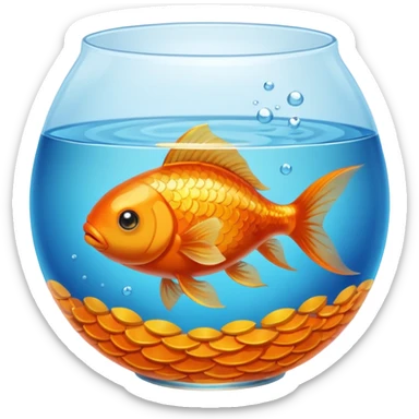 gold fish in a bowl sticker