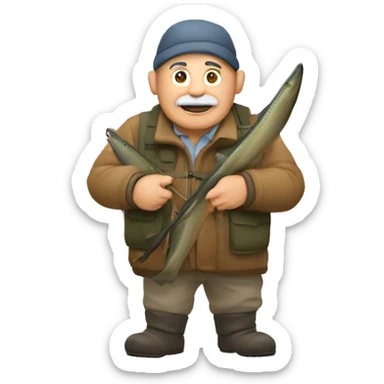middle-aged guy hunting salmon sticker