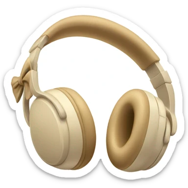 beige apple headphones with beige bows sticker