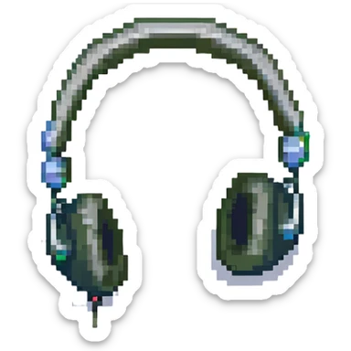 simple and colorful pixel art style headphones sticker