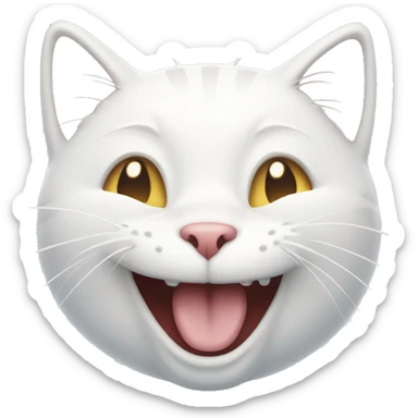 White cat laughing  sticker