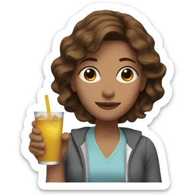 Woman brown hair faintedl on floor holding a drink  sticker