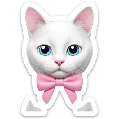 white cat with pink bowtie sticker