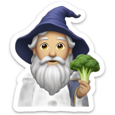A wizard holding a broccoli sticker