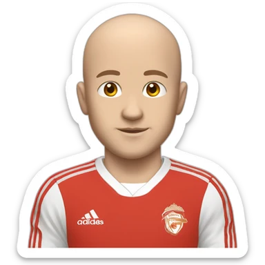 White Boy going bald but with still some hair in red Adidas soccer tracksuit sticker