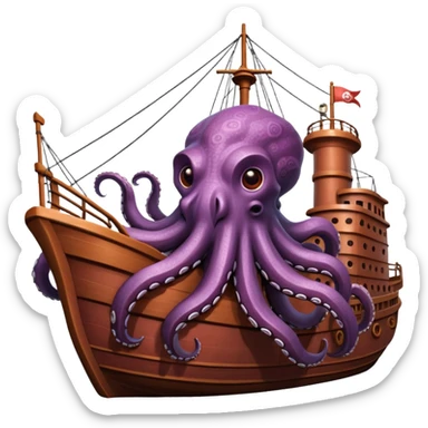 Kraken – Giant octopus with tentacles wrapping a ship sticker