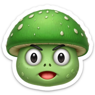 angry green mushroom giving you the middle finger sticker