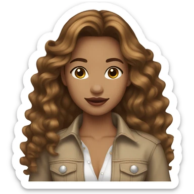 Cowgirl light skin, brown wavy hair sticker