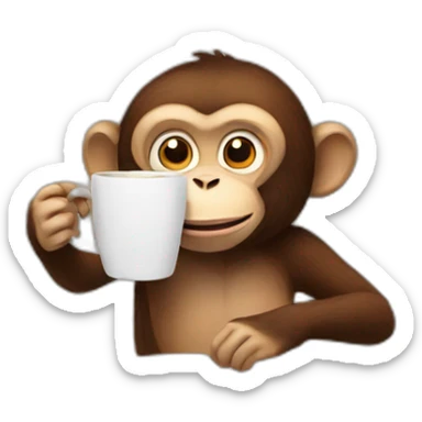 monkey drinking coffee sticker