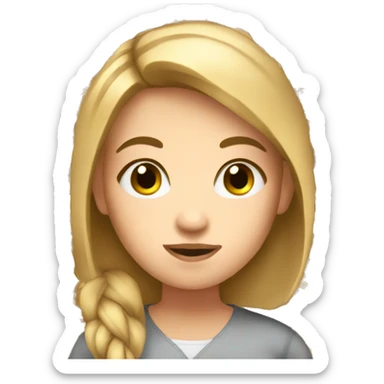 white girl student brown hai sticker