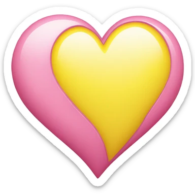 half yellow heart, half pink heart sticker