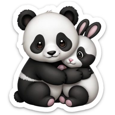 Cute panda and bunny love  sticker