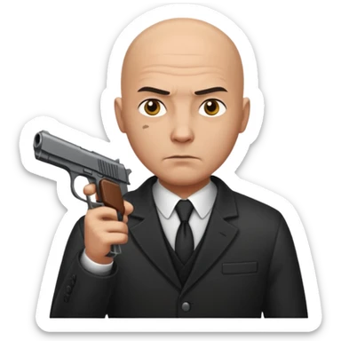 bald hitman with pistol sticker