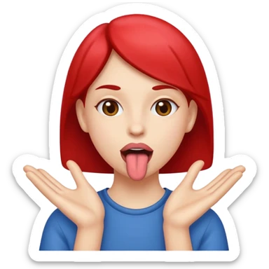 Tongue out with hands on the side sticker