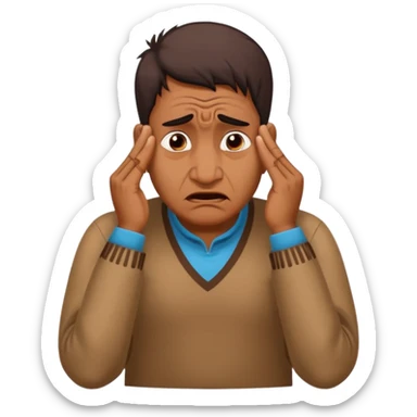 A caricature-style sticker of an Indian man facepalming with frustration but still looking humorous. Add text: ‘Seriously??’ sticker