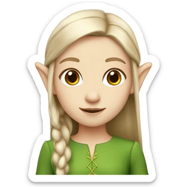 girl elf with light brown straight hair pale skin sticker