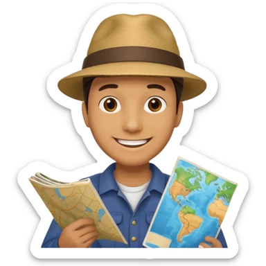 Man + hat + map,Jungle Explorers. sticker