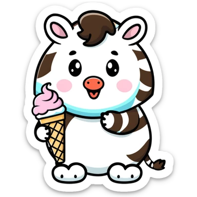 Zebra eating ice cream  sticker